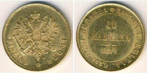 10 Mark Finland (1917 - ) / Russian Empire (1720-1917) Gold Alexander III (1845 -1894)