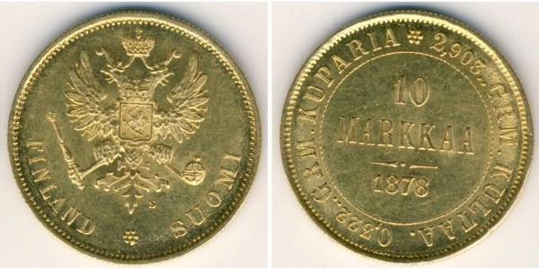 10 Mark Finland (1917 - ) / Russian Empire (1720-1917) Gold Alexander III (1845 -1894)