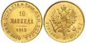 10 Mark Finnland (1917 - ) / Russisches Reich (1720-1917) Gold Alejandro III (1845 -1894)