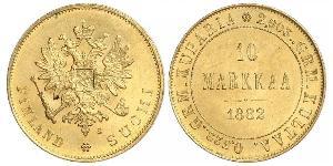 10 Mark Finnland (1917 - ) / Russisches Reich (1720-1917) Gold Alejandro III (1845 -1894)