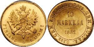 10 Mark Finnland (1917 - ) / Russisches Reich (1720-1917) Gold Alejandro III (1845 -1894)