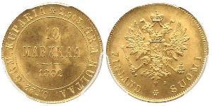 10 Mark Finnland (1917 - ) / Russisches Reich (1720-1917) Gold Alejandro III (1845 -1894)