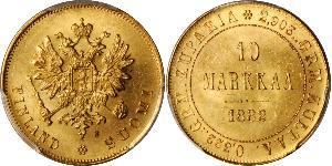 10 Mark Finnland (1917 - ) / Russisches Reich (1720-1917) Gold Alejandro III (1845 -1894)