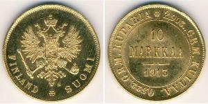 10 Mark Finnland (1917 - ) / Russisches Reich (1720-1917) Gold Alejandro III (1845 -1894)