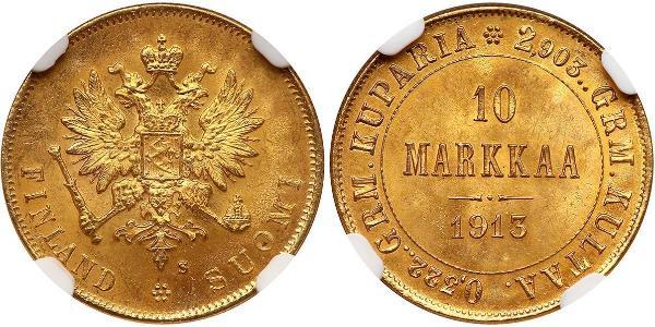 10 Mark Finnland (1917 - ) / Russisches Reich (1720-1917) Gold Alejandro III (1845 -1894)