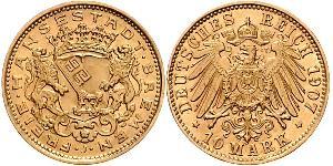 10 Mark Freie Hansestadt Bremen Gold 