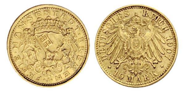 10 Mark Freie Hansestadt Bremen Gold 