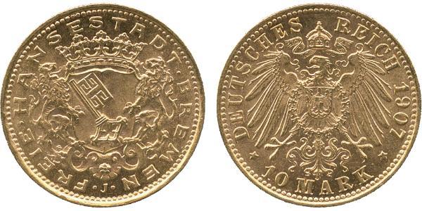 10 Mark Freie Hansestadt Bremen Gold 