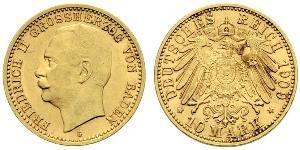 10 Mark Grand Duchy of Baden (1806-1918) Gold Frederick II, Grand Duke of Baden (1857 - 1928)