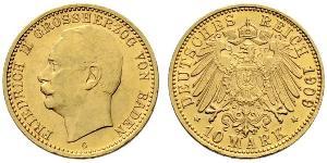 10 Mark Grand Duchy of Baden (1806-1918) Gold Friedrich II. (Baden, Großherzog) (1857 - 1928)