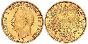 10 Mark Grand Duchy of Baden (1806-1918) Gold Frederick II, Grand Duke of Baden (1857 - 1928)