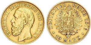 10 Mark Grand Duchy of Baden (1806-1918) Gold Friedrich I. (Baden, Großherzog) (1826 - 1907)