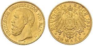 10 Mark Grand Duchy of Baden (1806-1918) Gold Frederick I, Grand Duke of Baden (1826 - 1907)