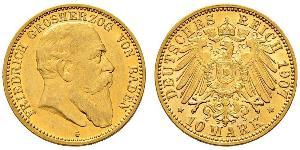 10 Mark Grand Duchy of Baden (1806-1918) Gold Frederick I, Grand Duke of Baden (1826 - 1907)