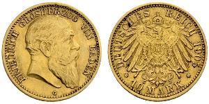 10 Mark Grand Duchy of Baden (1806-1918) Gold Frederick I, Grand Duke of Baden (1826 - 1907)