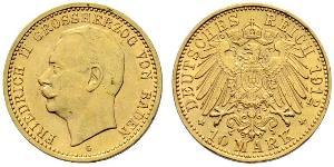 10 Mark Grand Duchy of Baden (1806-1918) Gold Friedrich II. (Baden, Großherzog) (1857 - 1928)