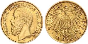 10 Mark Grand Duchy of Baden (1806-1918) Gold Friedrich I. (Baden, Großherzog) (1826 - 1907)