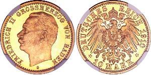 10 Mark Grand Duchy of Baden (1806-1918) Gold Friedrich II. (Baden, Großherzog) (1857 - 1928)