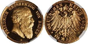 10 Mark Grand Duchy of Baden (1806-1918) Gold Friedrich I. (Baden, Großherzog) (1826 - 1907)