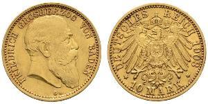 10 Mark Grand Duchy of Baden (1806-1918) Gold Frederick I, Grand Duke of Baden (1826 - 1907)