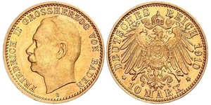 10 Mark Grand Duchy of Baden (1806-1918) Gold Friedrich II. (Baden, Großherzog) (1857 - 1928)