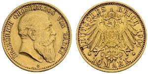 10 Mark Grand Duchy of Baden (1806-1918) Gold Frederick I, Grand Duke of Baden (1826 - 1907)