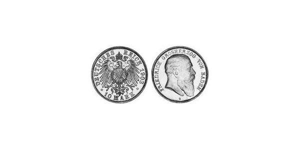 10 Mark Grand Duchy of Baden (1806-1918) Gold Friedrich I. (Baden, Großherzog) (1826 - 1907)