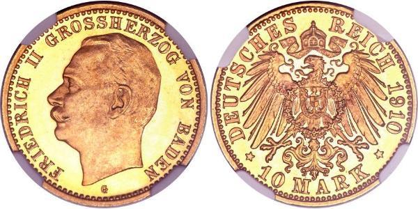 10 Mark Grand Duchy of Baden (1806-1918) Gold Frederick II, Grand Duke of Baden (1857 - 1928)