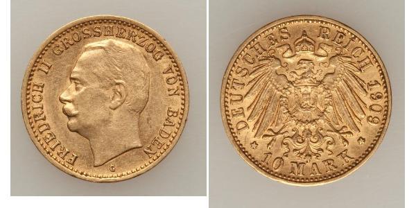 10 Mark Grand Duchy of Baden (1806-1918) Gold Frederick II, Grand Duke of Baden (1857 - 1928)