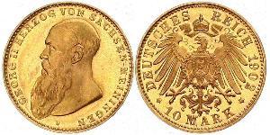 10 Mark Herzogtum Sachsen-Meiningen (1680 - 1918) Gold Georg II. (Sachsen-Meiningen)