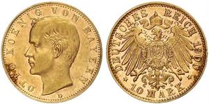 10 Mark Kingdom of Bavaria (1806 - 1918) Gold Otto of Bavaria (1848 – 1916)