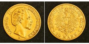 10 Mark Kingdom of Bavaria (1806 - 1918) Gold Ludwig II of Bavaria (1845 – 1886)