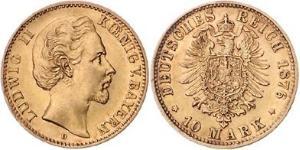 10 Mark Kingdom of Bavaria (1806 - 1918) Gold Ludwig II of Bavaria (1845 – 1886)