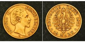 10 Mark Kingdom of Bavaria (1806 - 1918) Gold Ludwig II of Bavaria (1845 – 1886)