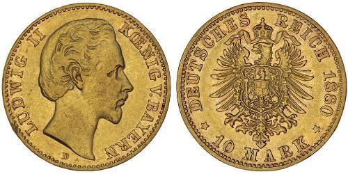 10 Mark Kingdom of Bavaria (1806 - 1918) Gold Ludwig II of Bavaria (1845 – 1886)