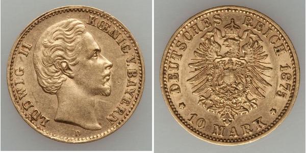 10 Mark Kingdom of Bavaria (1806 - 1918) Gold Ludwig II of Bavaria (1845 – 1886)