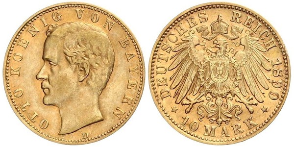 10 Mark Kingdom of Bavaria (1806 - 1918) Gold Otto of Bavaria (1848 – 1916)