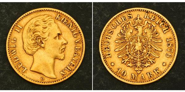 10 Mark Kingdom of Bavaria (1806 - 1918) Gold Ludwig II of Bavaria (1845 – 1886)