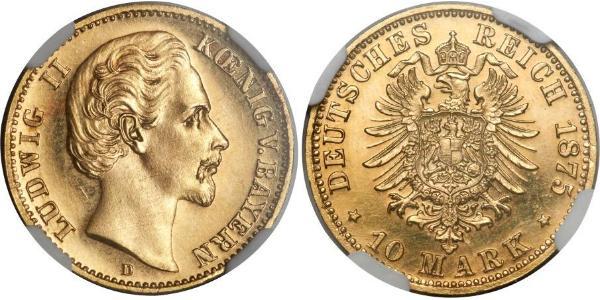 10 Mark Kingdom of Bavaria (1806 - 1918) Gold Ludwig II of Bavaria (1845 – 1886)