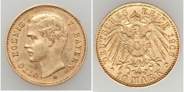 10 Mark Kingdom of Bavaria (1806 - 1918) Gold Otto of Bavaria (1848 – 1916)
