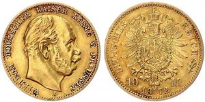 10 Mark Kingdom of Prussia (1701-1918) Gold Wilhelm I, German Emperor (1797-1888)