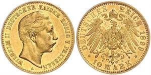 10 Mark Kingdom of Prussia (1701-1918) Gold Wilhelm II, German Emperor (1859-1941)