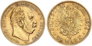 10 Mark Kingdom of Prussia (1701-1918) Gold Wilhelm I, German Emperor (1797-1888)