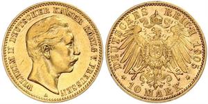 10 Mark Kingdom of Prussia (1701-1918) Gold Wilhelm II, German Emperor (1859-1941)