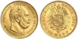 10 Mark Kingdom of Prussia (1701-1918) Gold Wilhelm I, German Emperor (1797-1888)