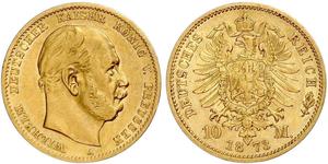 10 Mark Kingdom of Prussia (1701-1918) Gold Wilhelm I, German Emperor (1797-1888)