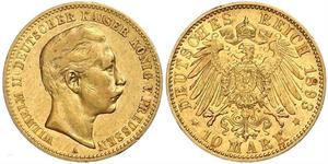 10 Mark Kingdom of Prussia (1701-1918) Gold Wilhelm II, German Emperor (1859-1941)