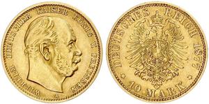 10 Mark Kingdom of Prussia (1701-1918) Gold Wilhelm I, German Emperor (1797-1888)