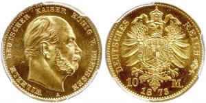 10 Mark Kingdom of Prussia (1701-1918) Gold Wilhelm I, German Emperor (1797-1888)