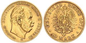 10 Mark Kingdom of Prussia (1701-1918) Gold Wilhelm I, German Emperor (1797-1888)